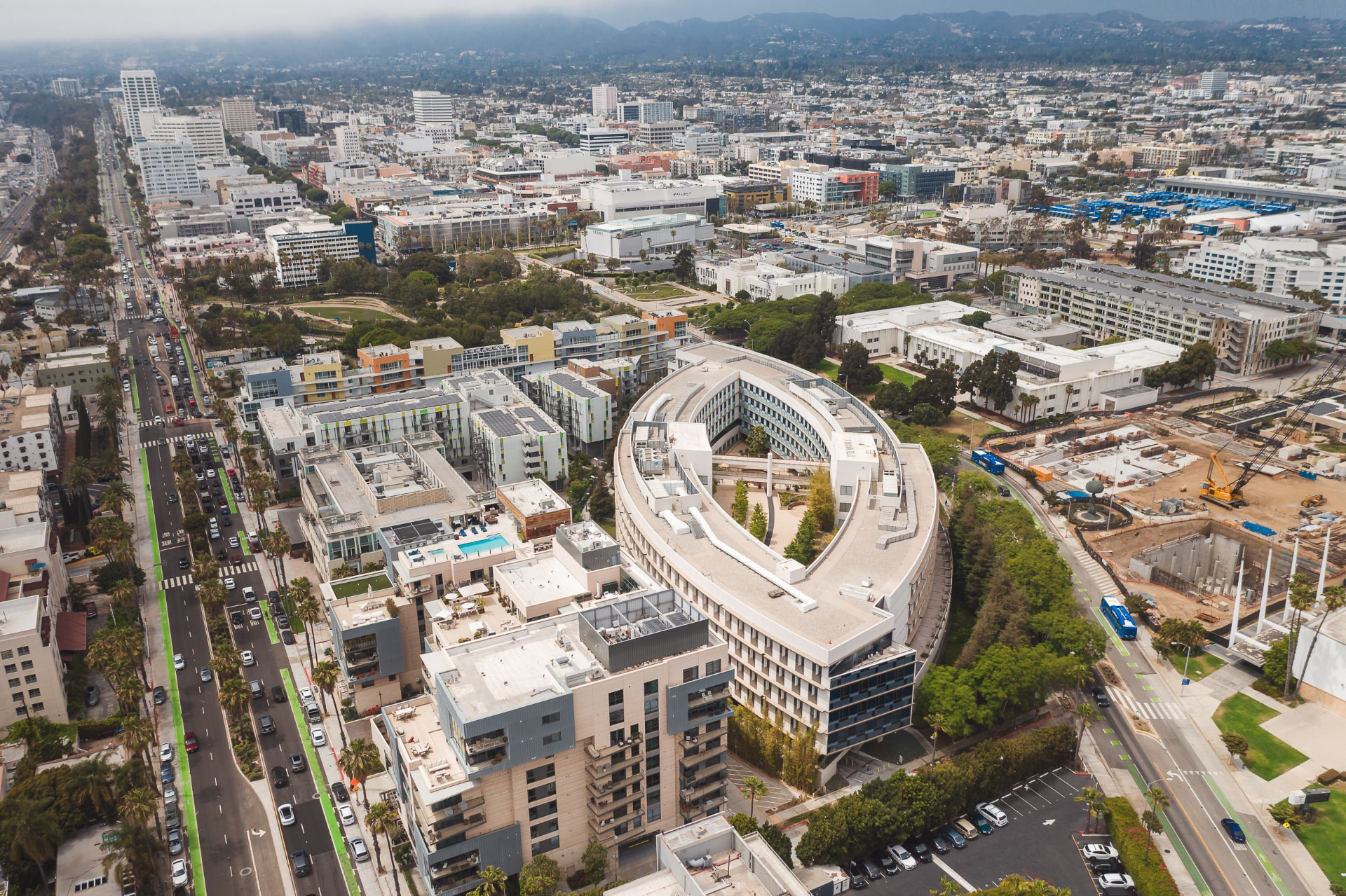 Aerial view of Los Angeles neighborhoods near Studio City
