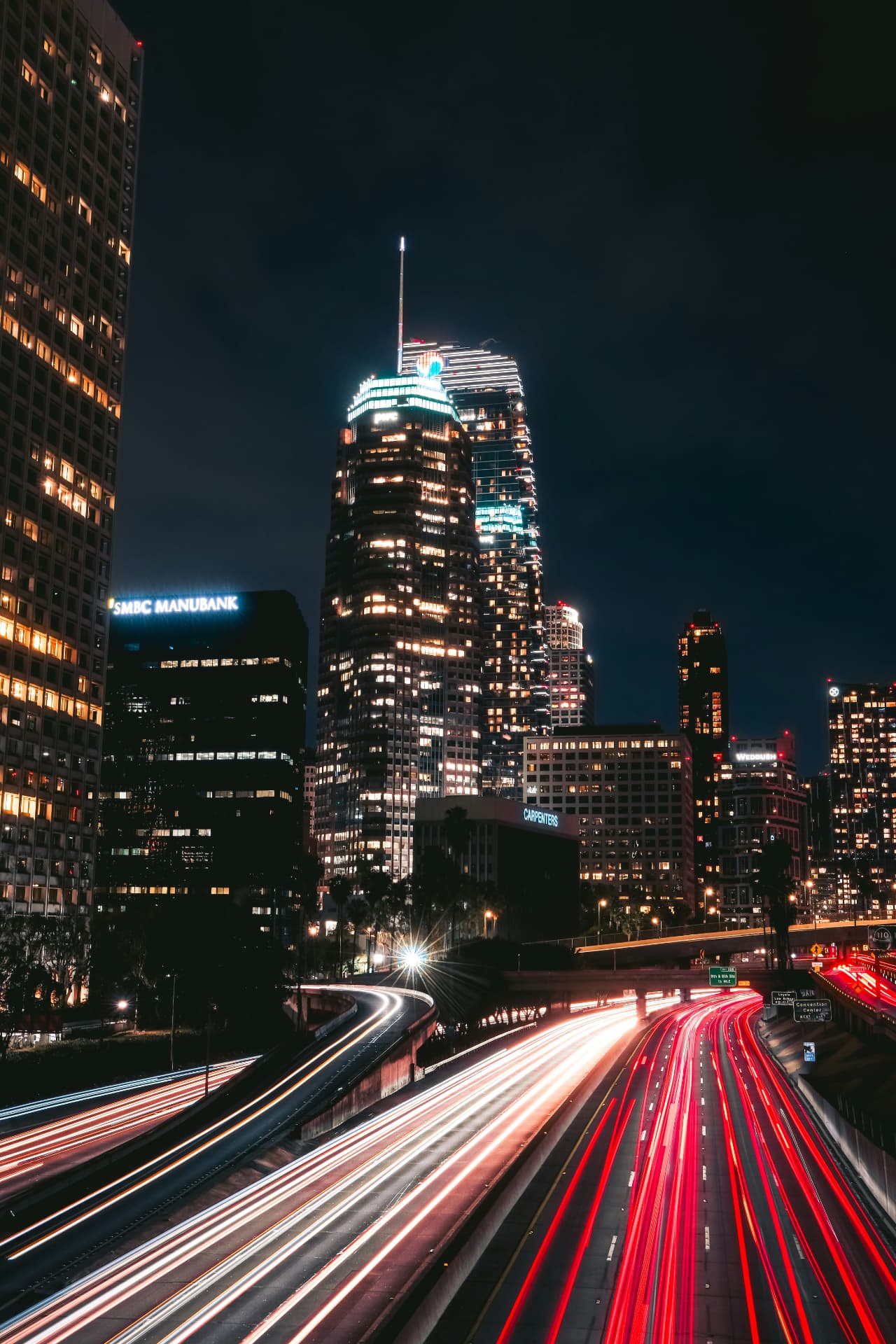 Luxury vehicle on the freeway available for hourly and airport car service from Downtown LA