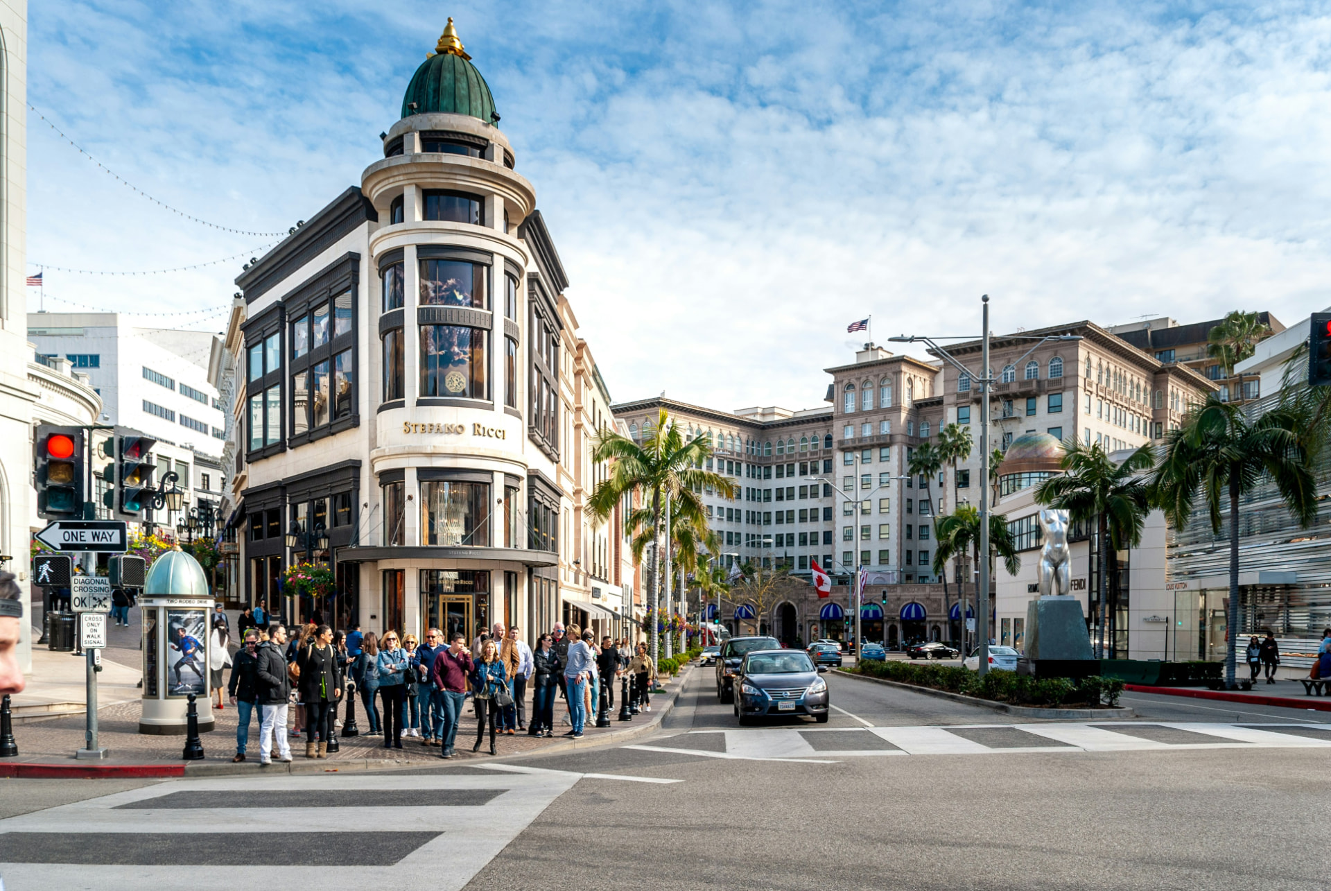 Rodeo Drive and luxury storefronts in Beverly Hills