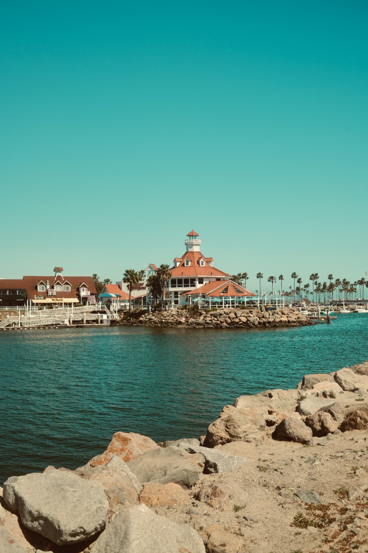 Long Beach waterfront and marina reached by private car service from LGB