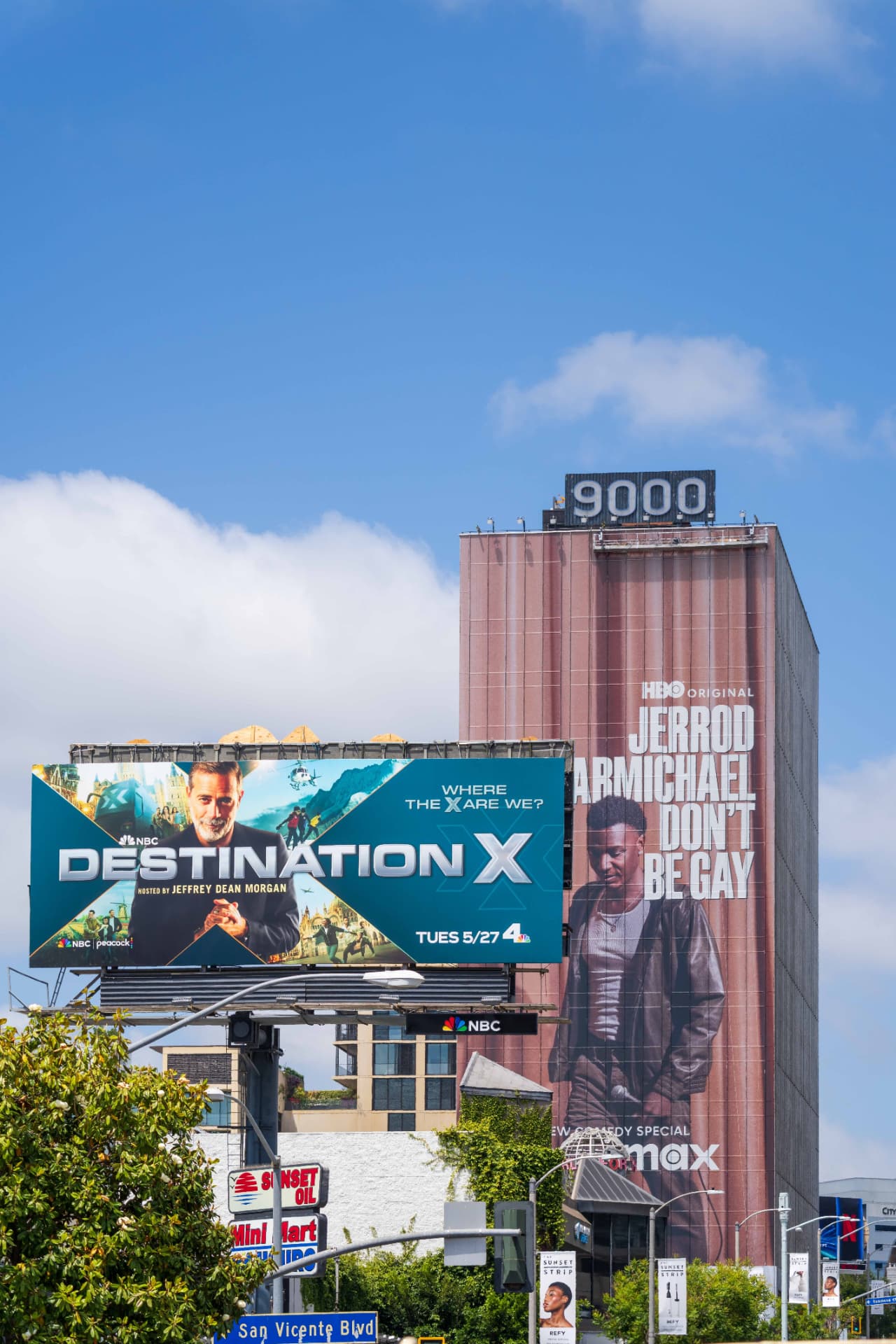 Billboards above San Vicente Boulevard in West Hollywood