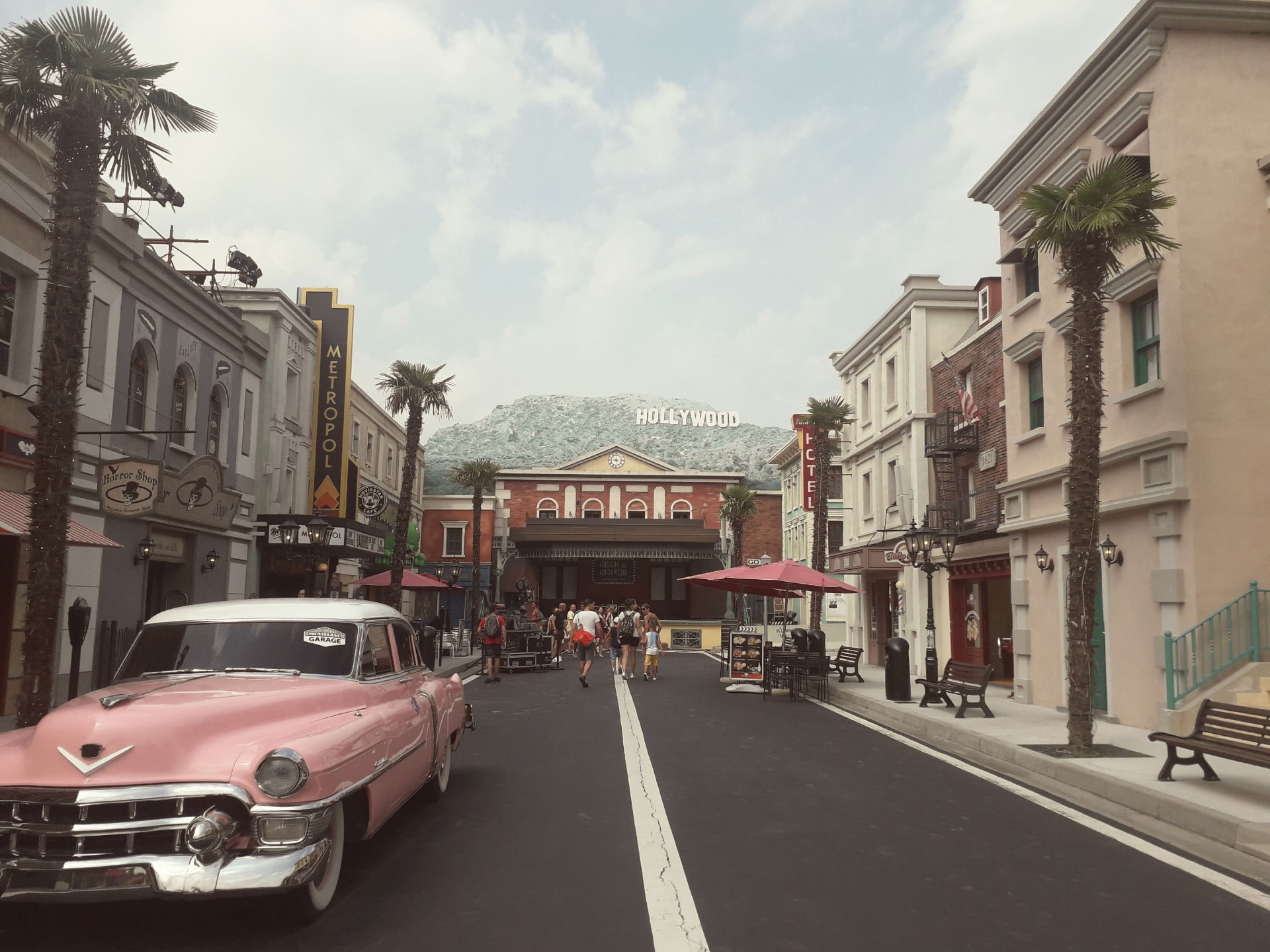 Classic car parked on a Hollywood studio street near Studio City